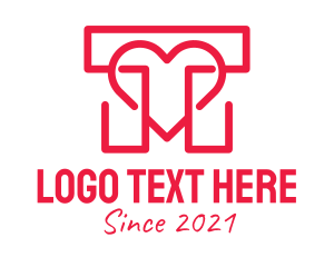 Partner - Red Heart Letter T logo design