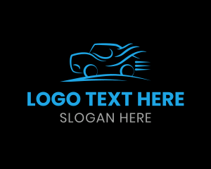 Ride - Fast Blue Car logo design
