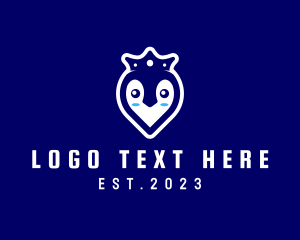 Penguin - Royal Penguin Heart logo design