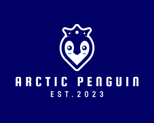 Royal Penguin Heart logo design