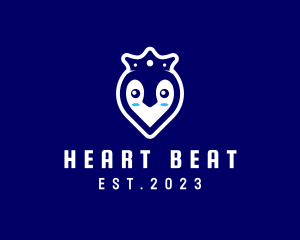 Royal Penguin Heart logo design