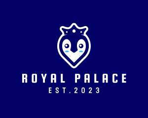 Royal Penguin Heart logo design