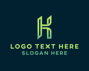 Negative  Space - Digital Geometric Letter K logo design
