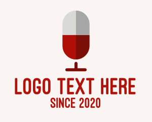 Beverage - Red Wine Microphone Podcast logo design