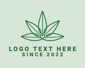 Hemp - Natural Cannabis Heart logo design