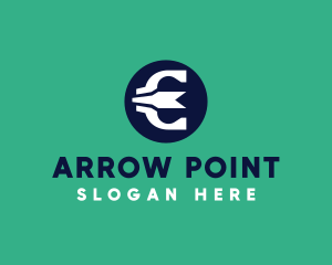 Archery - Bow Arrow Letter E logo design