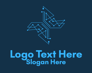 Telecom - Blue Circuit Cross logo design