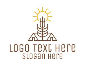 Wheat - Monoline Wheat Barn logo design