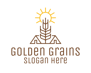 Grains - Monoline Wheat Barn logo design