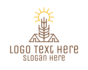 Flour - Monoline Wheat Barn logo design