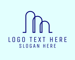Blue - Minimalist Curvy Buildings logo design