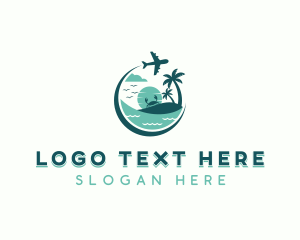 Airplane - Tropical Island Travel logo design