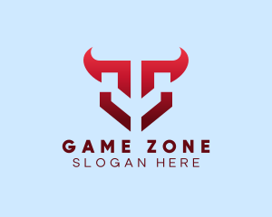 Horn Gaming Bull Crest logo design