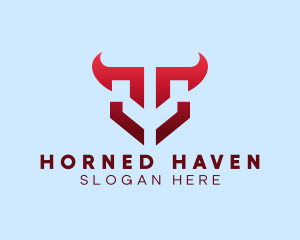 Horn Gaming Bull Crest logo design