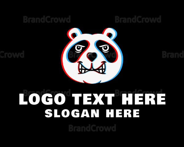 Panda Bear Glitch Logo