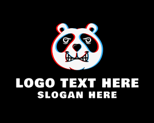 Anaglyph - Panda Bear Glitch logo design