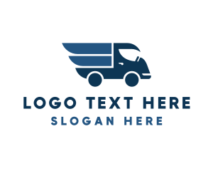 Truck - Blue Wings Delivery Truck logo design