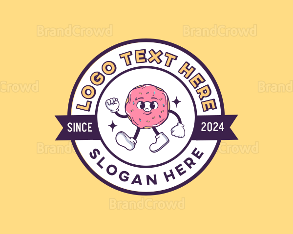 Retro Donut Cartoon Logo