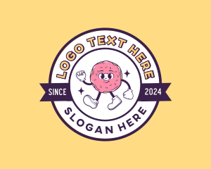 Retro Donut Cartoon Logo