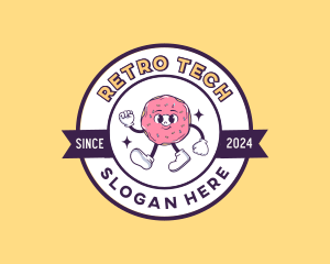 Retro Donut Cartoon logo design