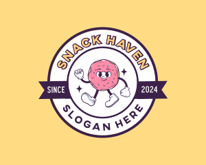 Retro Donut Cartoon logo design