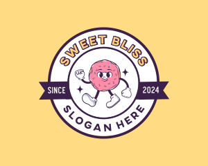 Retro Donut Cartoon logo design