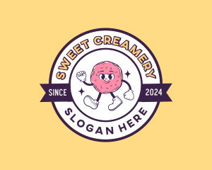 Retro Donut Cartoon logo design