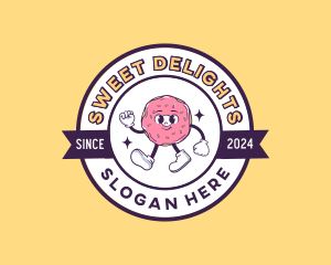 Retro Donut Cartoon logo design