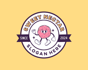 Retro Donut Cartoon logo design