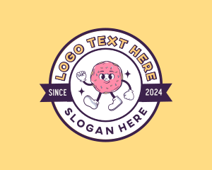 Badge - Retro Donut Cartoon logo design