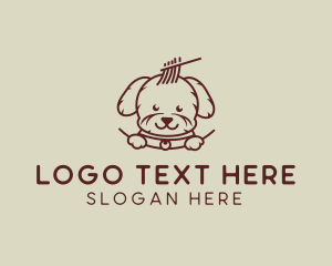 Comb - Puppy Dog Grooming logo design