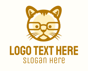 Kitty - Geek Cat Glasses logo design