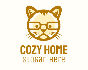 Geek Cat Glasses logo design