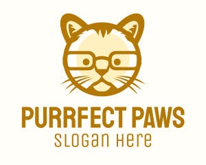 Cat - Geek Cat Glasses logo design