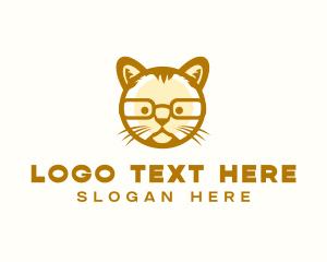 Pet Shop - Cartoon Geek Cat logo design