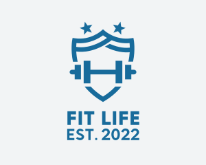 Barbell Fitness Shield  logo design