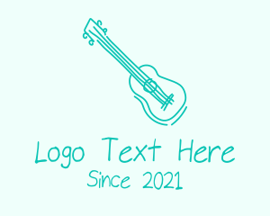 Ska Band - Teal Guitar Monoline logo design