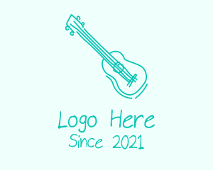Musical Instrument - Teal Guitar Monoline logo design