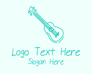 Teal Guitar Monoline  Logo