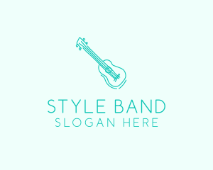 Teal Guitar Monoline  logo design