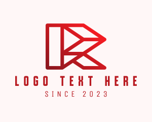 Gradient - Technology Geometric Letter R logo design