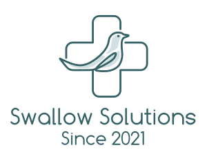 Swallow - Bird Medical Cross logo design