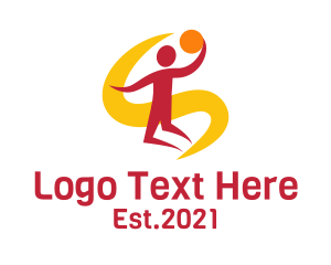 Basketball League - Jumping Basketball Player logo design