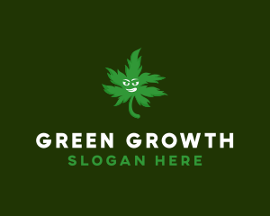 Green Weed Leaf logo design