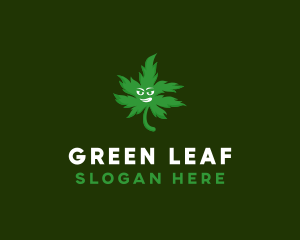 Green Weed Leaf logo design