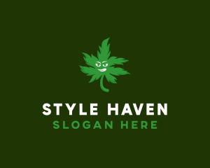 Cartoon - Green Weed Leaf logo design