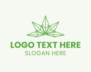 Herbal - Crystal Cannabis Outline logo design