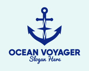 Seafarer - Blue Anchor Star logo design