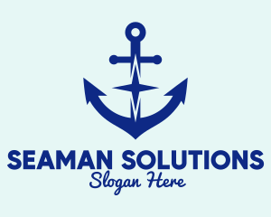 Seaman - Blue Anchor Star logo design