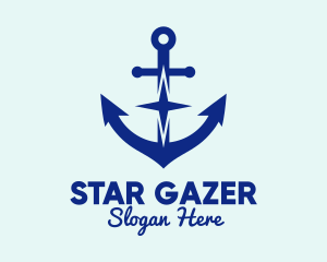 Blue Anchor Star logo design